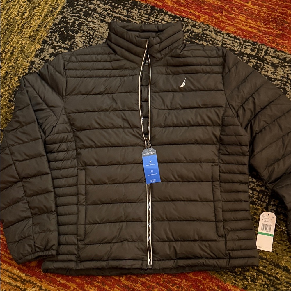 Nautica Black Puffer Jacket coat new Large